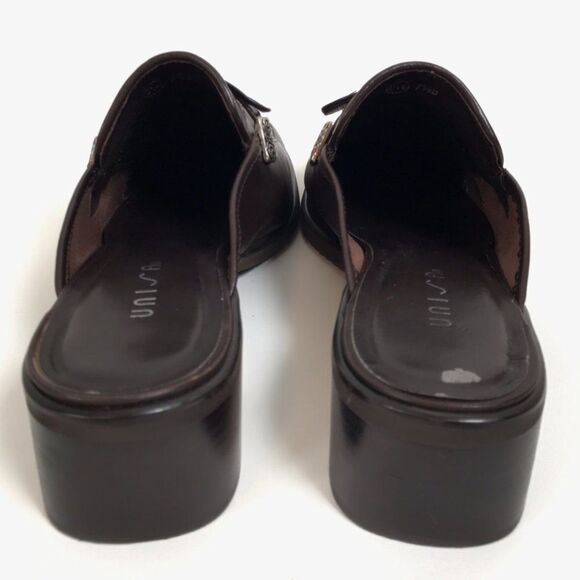 Vintage 90s Brown Dark Academia Slip On Preppy Cottagecore Heeled Mules / 7.5 - Picture 6 of 10